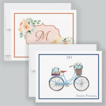 FLORAL WATERCOLOR MONOGRAM  NOTECARDS STATIONARY 