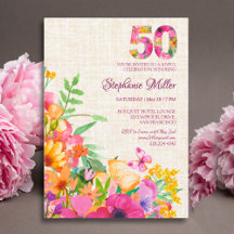 Elegant Linen Floral 50th Birthday Party Suite