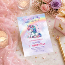 Magical Pastel Pink Purple Unicorn Birthday 113U