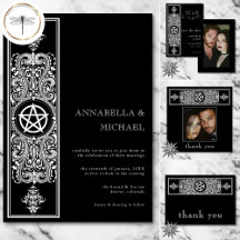 Gothic Pentagram Star Black White Wedding