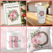 Christmas || Pink & Green Pretty Poinsettias 