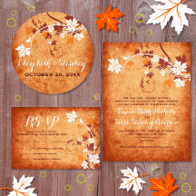 Maple leaves fall wedding invitations collection
