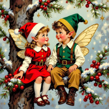 Vintage Elven Fairy Children Christmas 