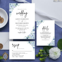 Elegant Dusty Blue Floral Wedding Collection