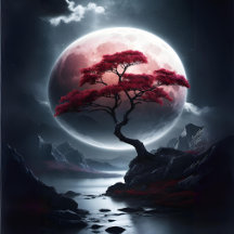 Mystical Japanese Style Pink Tree