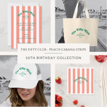 The Fifty Club Peach Cabana Stripe 50th Birthday
