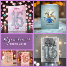 Elegant Sweet 16 Greeting Cards