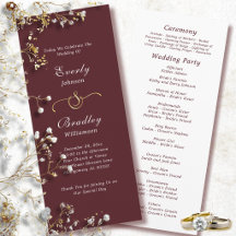 Burgundy Dark Red Gold Minimal Elegant Wedding*