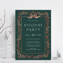 Christmas Garland Frame Holiday Party Invitations