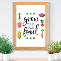 Grow Your Own Food Watercolor Vegetables