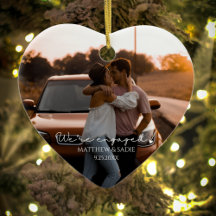 Modern Elegant Wedding Engagement Photo Ornaments 