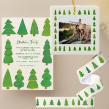 Hand-painted paper-cut evergreen Christmas trees