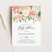 Peach and Ivory Watercolor Flowers Collection