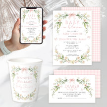 Pink Floral Wreath Boho Baby Girl Shower