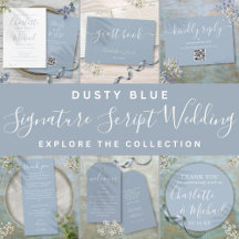 Simple Dusty Blue Signature Script Wedding Suite