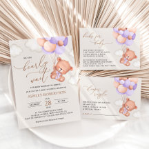 Baby Bear, Purple Balloons Baby Shower Collection