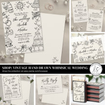Hand Drawn Quirky Whimsical Vintage Wedding