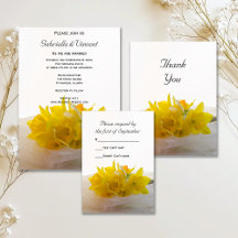 Yellow Daffodils on White Wedding