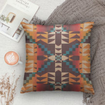 Orange Brown Teal Blue Red Tribal Home Decor