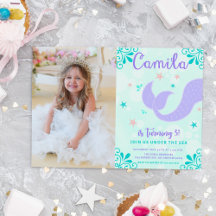 Mermaid or Under The Sea Splash Aqua Teal Birthday