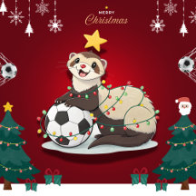 Christmas Ferret with Soccer Ball