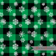 Snowflakes Green Buffalo Plaid l Christmas Pattern