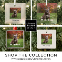 HOLIDAY   Modern Custom Pet Photo Name Ornaments