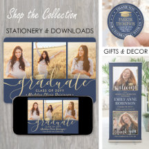 Navy Blue and Gold Elegant Graduation Celebration