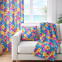 Colorful Hawaiian Tropical Floral Palm Home Decor