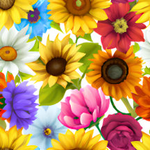 Large Bold Botanical Colorful Flowers