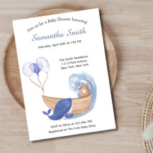Watercolor Blue Whale Ocean Baby Shower