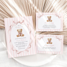 Bear and Pink Stripes Baby Shower Collection