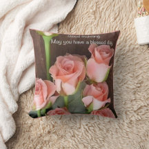 Good Moring Flowers RoseThrow Pillow Hanging Tapes