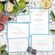 Minimalist Red Blue Wedding