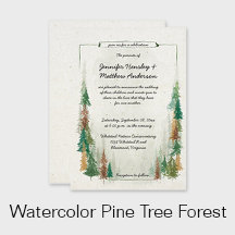 Rustic Watercolor Pine Tree Forest Wedding