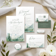 Sage Watercolor Mountain Forest Rustic Wedding