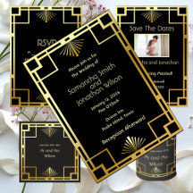 Classic Art Deco Gold on Black Vintage Collection