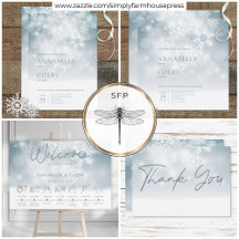 Blue Winter Snow Modern Wedding