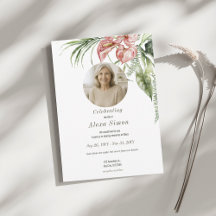 Elegant Anthurium Floral Funeral Invitation