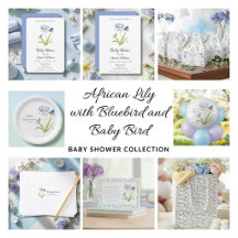 Baby Shower Lily with Bluebird Mother and Baby