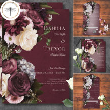 Dark Elegant Burgundy & Cream Floral Wedding