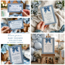 Blue Jean Denim Coquette Bow Gingham Baby Shower 