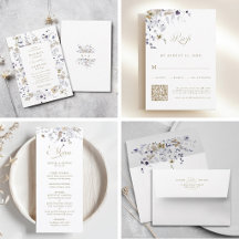 Romantic Purple White Gold Floral Wedding Suite