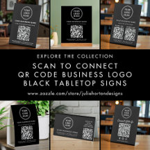 Scan to Connect QR Code Black Tabletop Signs