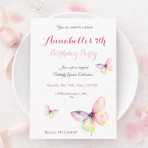 Pink Butterfly in Pastel Rainbow for Birthday Girl