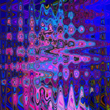 Abstract Mosaic Pink and Blue Wavy Retro