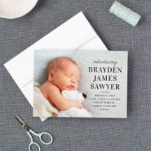 Baby Boy Photo Birth Announcement Cards