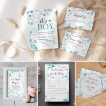 Blue Polka Dots Baby Boy Shower Suite