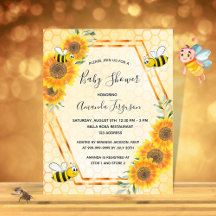 Baby Shower Bumble Bee - yellow Sunflowers