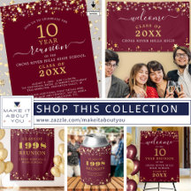 Class Reunion Burgundy Maroon Party Supplies